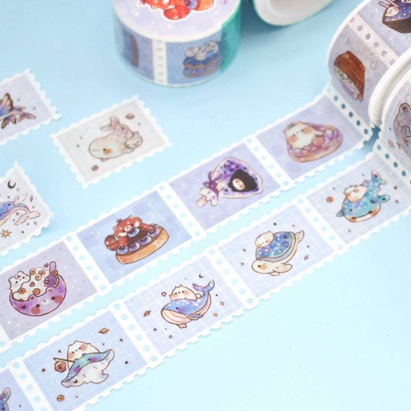 Custom Printed DIY Postal Gift Wrapping Die Cutting Stamp Single Sided Acrylic Hot Melt Washi Tape Paper Tape for Adhesion
