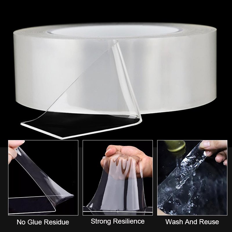 Washable Removable Pu Gel Ivy Grip Waterproof Double Sided Transparent Reusable Adhesive Nano Tape