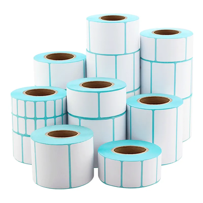 Factory price waterproof 60x40mmx800 blank thermal non-drying film custom self-adhesive barcode thermal label self-adhesive