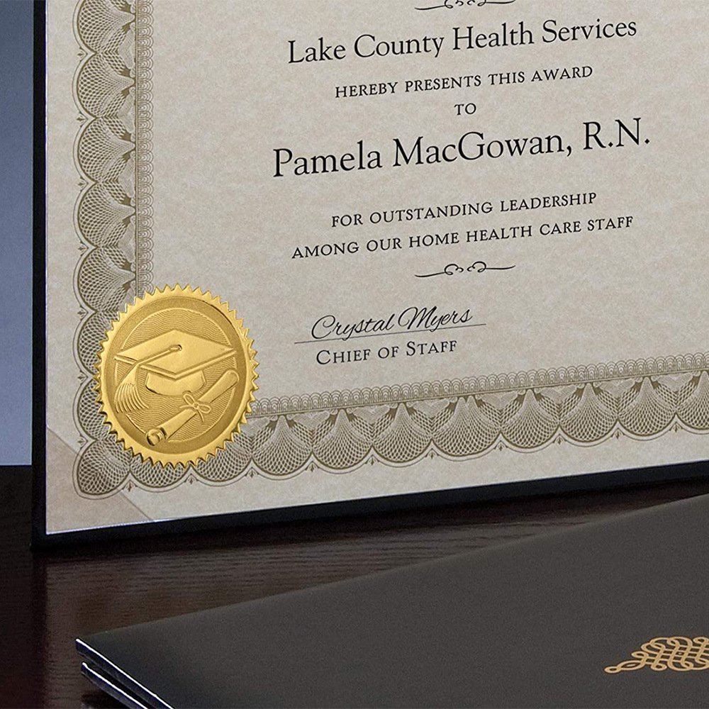 Custom Embossed Stickers Self Adhesive Diploma Gold Certificate Seals Gold Seal Sticker for Certification