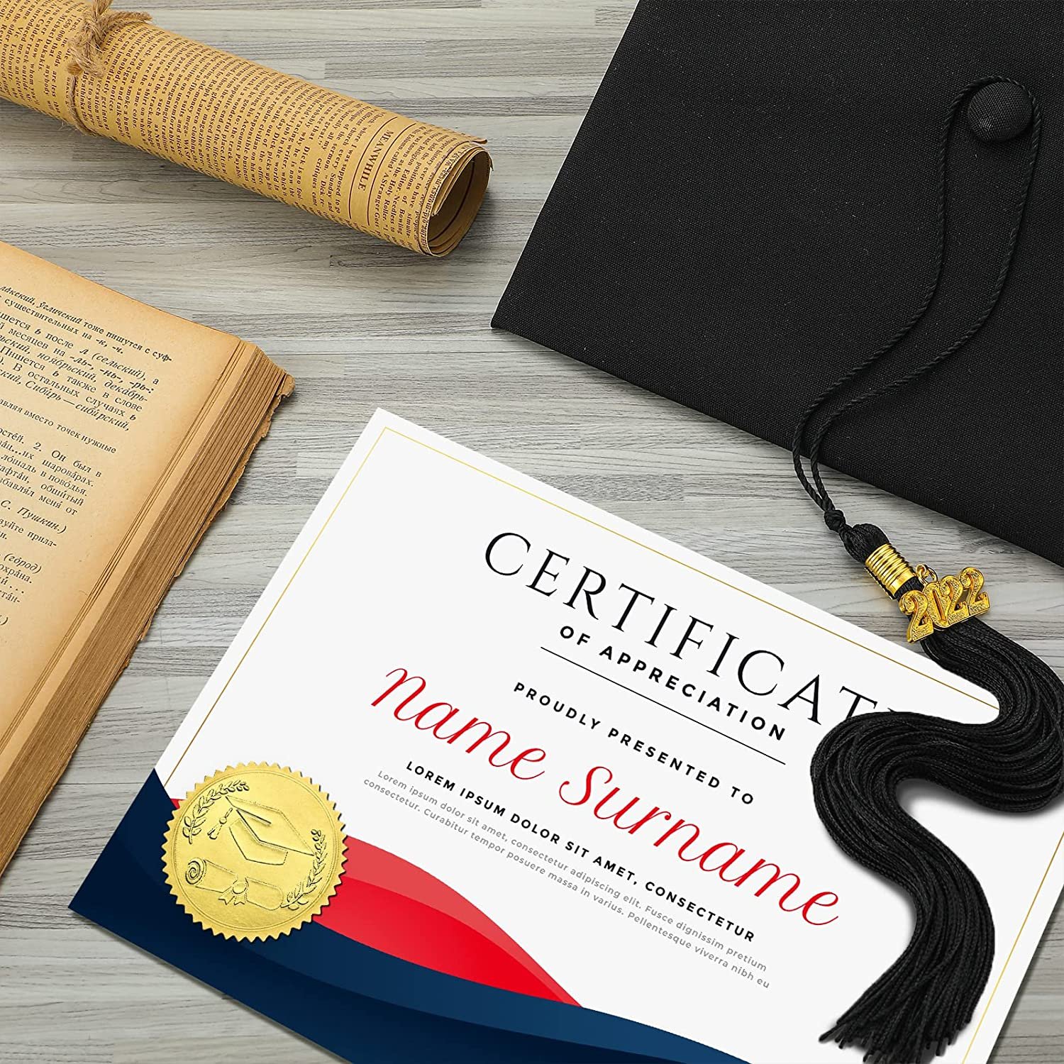 Custom Embossed Stickers Self Adhesive Diploma Gold Certificate Seals Gold Seal Sticker for Certification