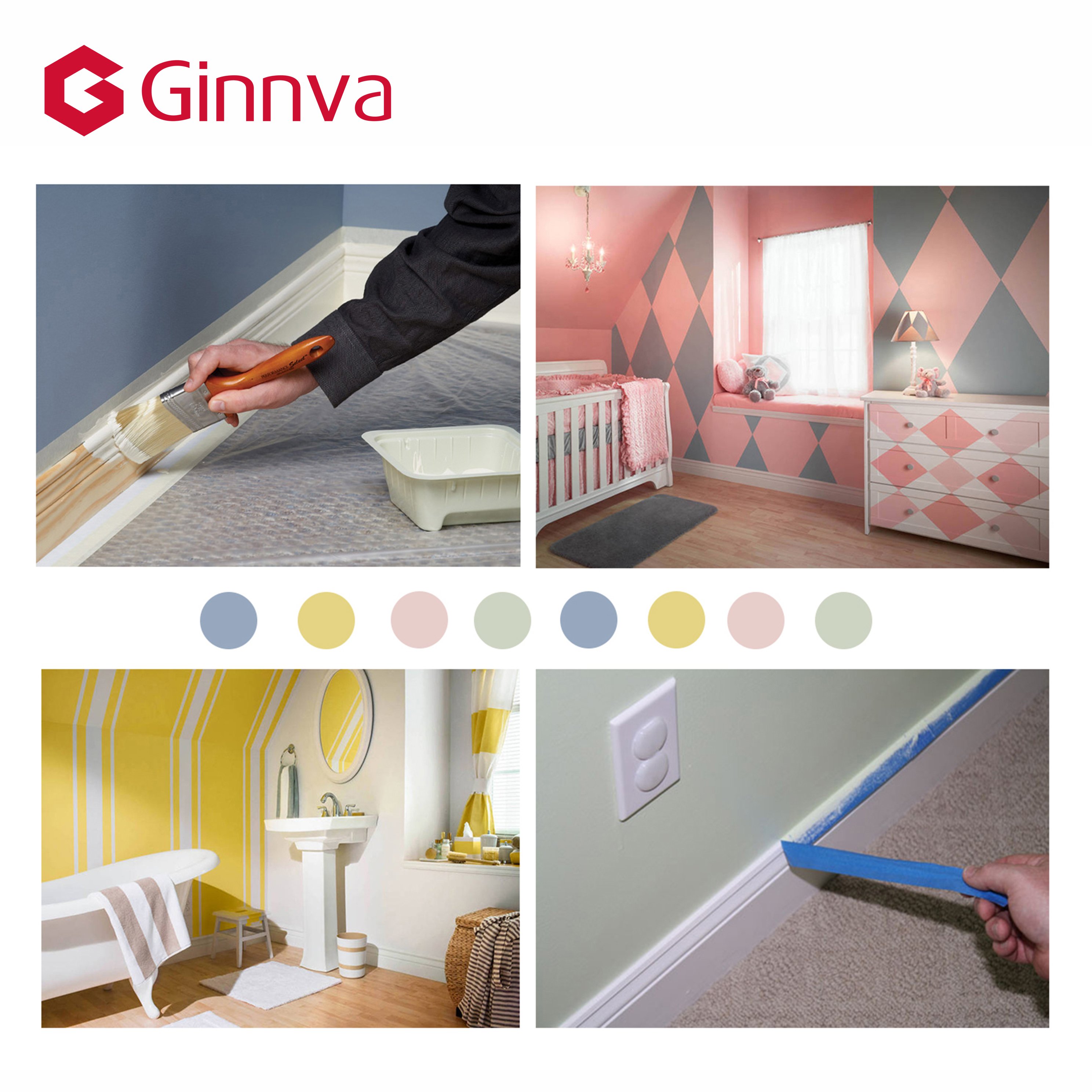 General Purpose 24mm Crepe Paper Paint Masking Tape Single Sided Pressure Sensitive Adhesive for Painting Packing Sealing