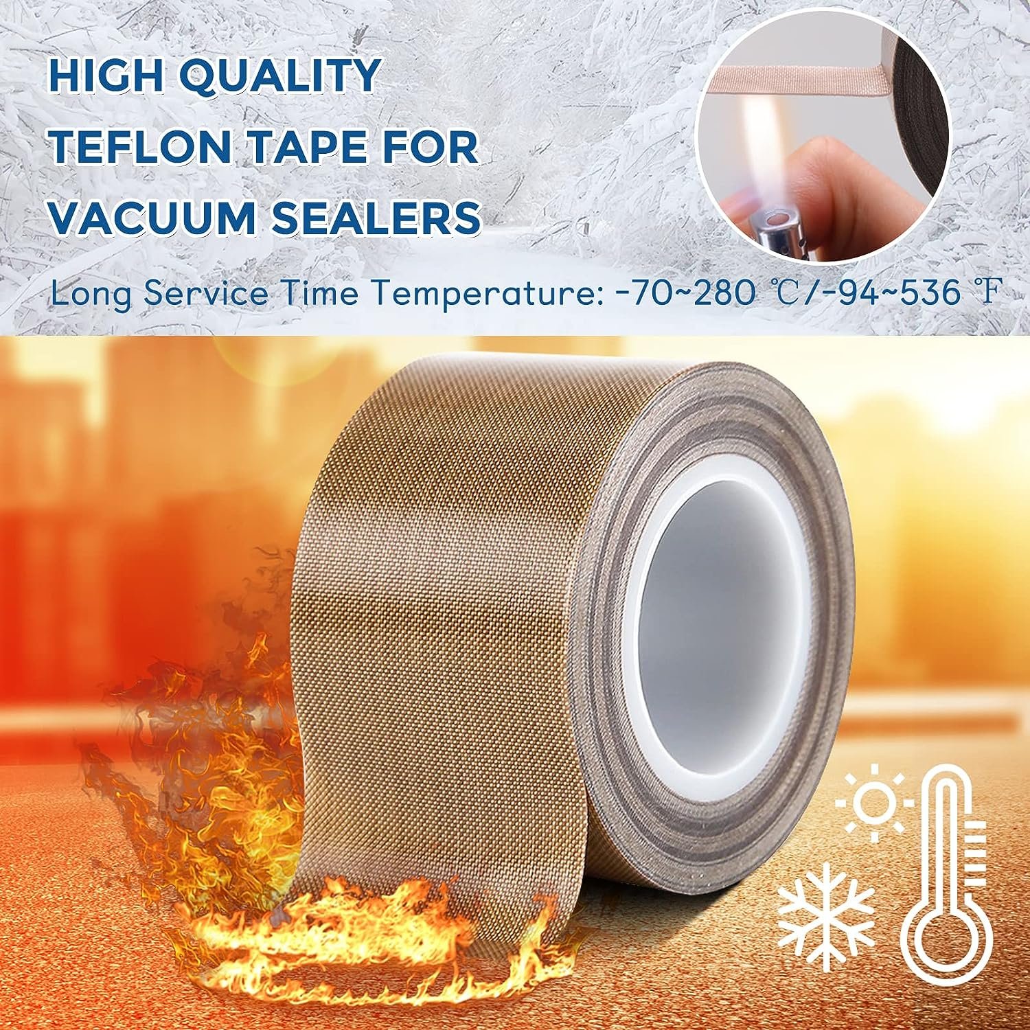 Factory Direct Fabric PTFE Tape PTFE Coated Adhesive Tape Tefloon Tape for Hand or Vacuum Impulse Sealer Machine