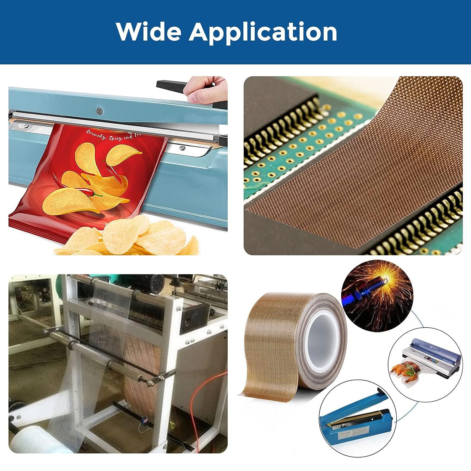 Factory Direct Fabric PTFE Tape PTFE Coated Adhesive Tape Tefloon Tape for Hand or Vacuum Impulse Sealer Machine