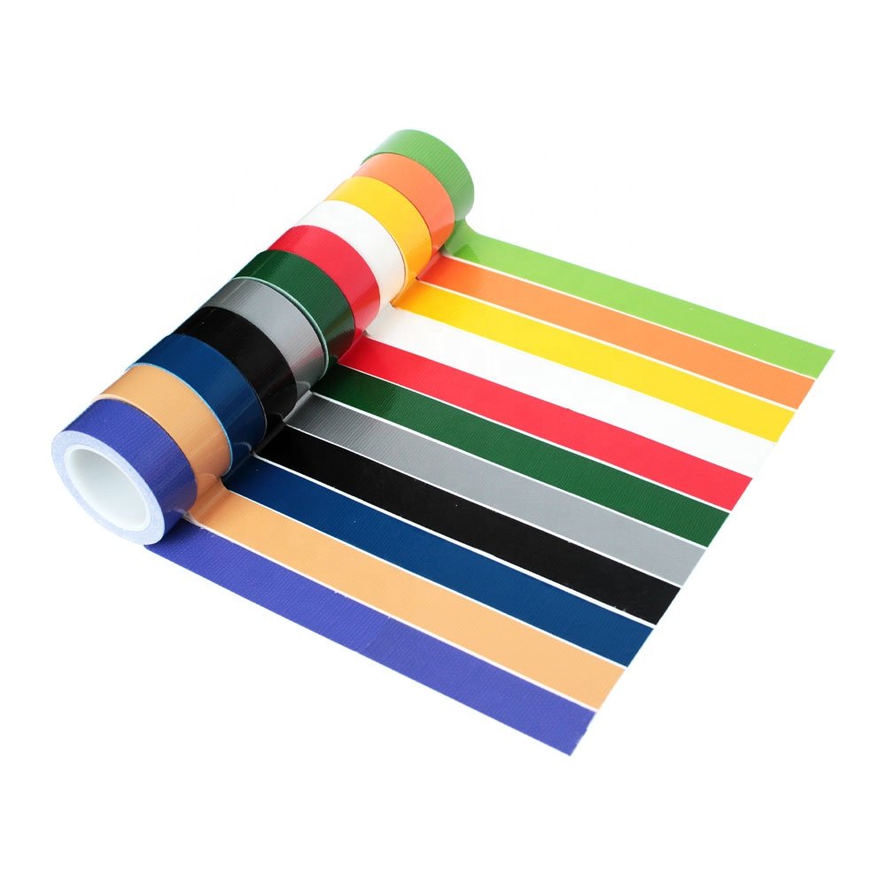 1- Recyclable Silver Gray Grey Yellow Red Black White Orange Blue Purple Green Brown Pink Duck Cloth Duct Self Adhesive Tape