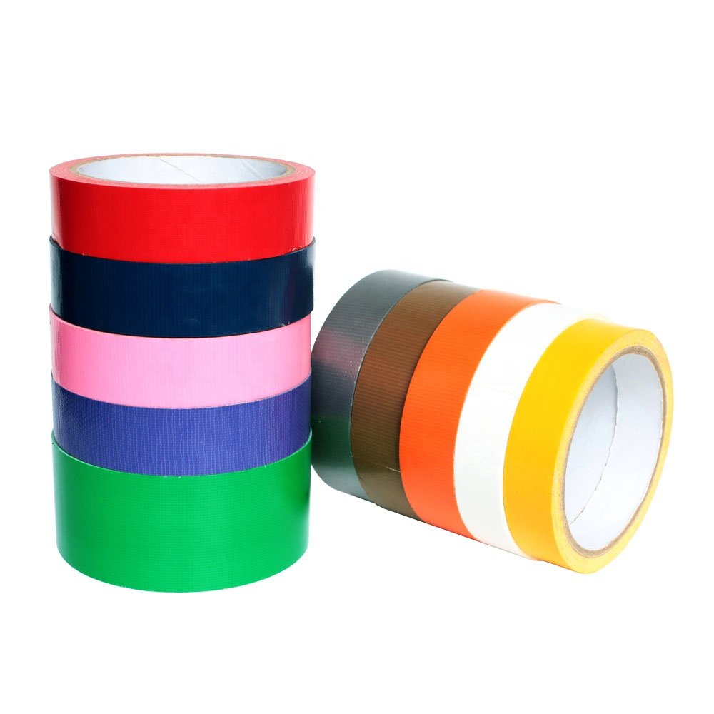 1- Recyclable Silver Gray Grey Yellow Red Black White Orange Blue Purple Green Brown Pink Duck Cloth Duct Self Adhesive Tape
