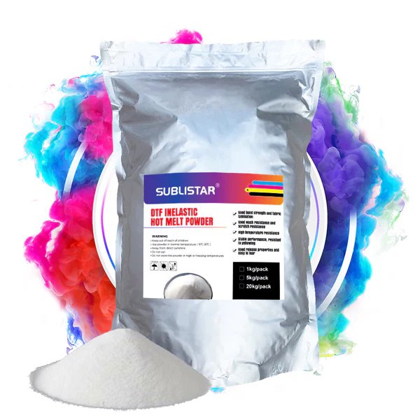 SUBLISTAR 1Kg Wholesale Hot Sale DTF Inelastic Hot Melt Powder,Adhesive PET Film Powder for Rough Fabrics Non-woven Fabrics