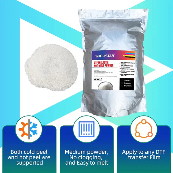 SUBLISTAR 1Kg Wholesale Hot Sale DTF Inelastic Hot Melt Powder,Adhesive PET Film Powder for Rough Fabrics Non-woven Fabrics
