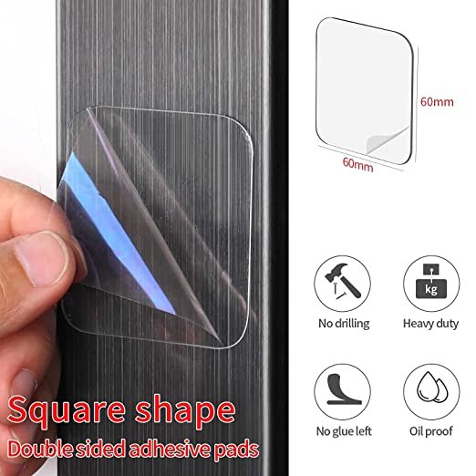 Bailida Large Double Sided Adhesive Pads for Mounting two Sided Squares Tape Super Strong Heavy Duty Washable Sticky Patch