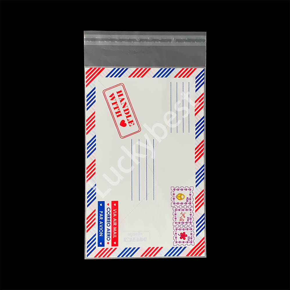 self-adhesive biodegradable custom logo transparent clear clothing food plastic packaging bag with adhesive tape for clothes