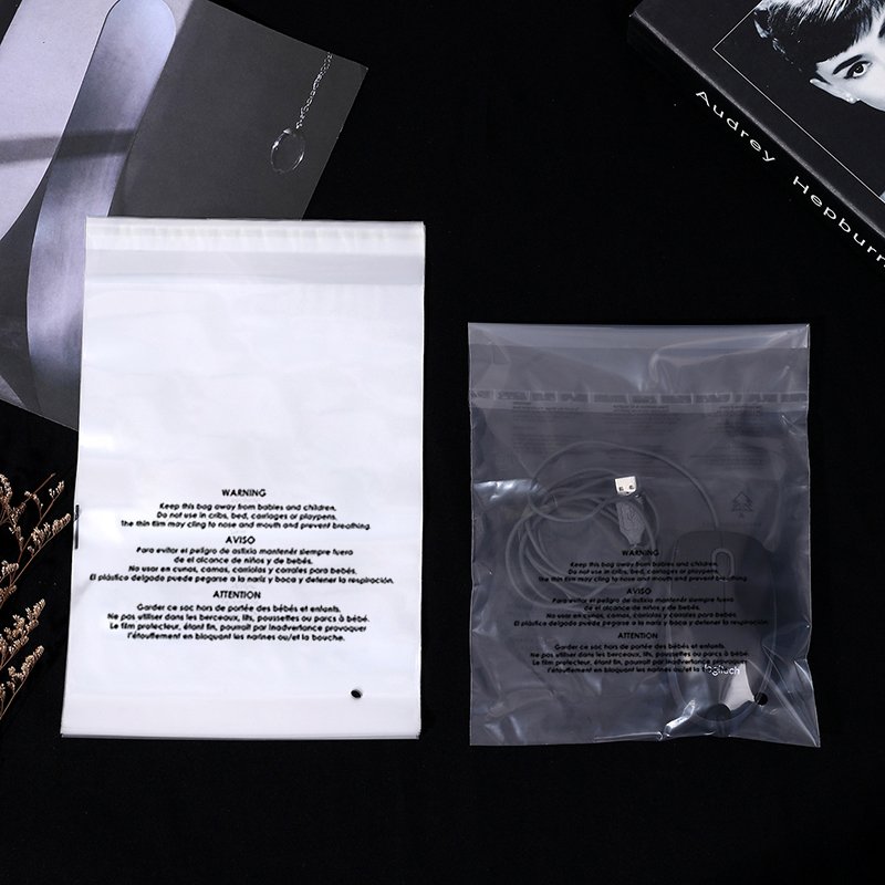 Wholesale custom print LDPE transparent self adhesive plastic clear poly bag used for garment clothing packaging