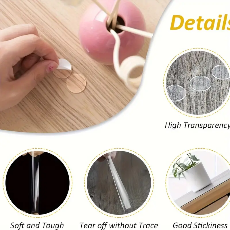 Double-Sided Adhesive Dots Sticky Tack Removable Poster Putty Clear Round Reusable Mounting Stickers Transparent Tacky Glue Tape