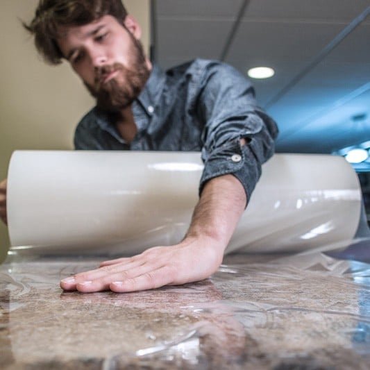 Easy peel no residue PE marble shield stone tiles removable self adhesive protective film
