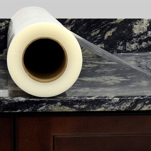 Easy peel no residue PE marble shield stone tiles removable self adhesive protective film