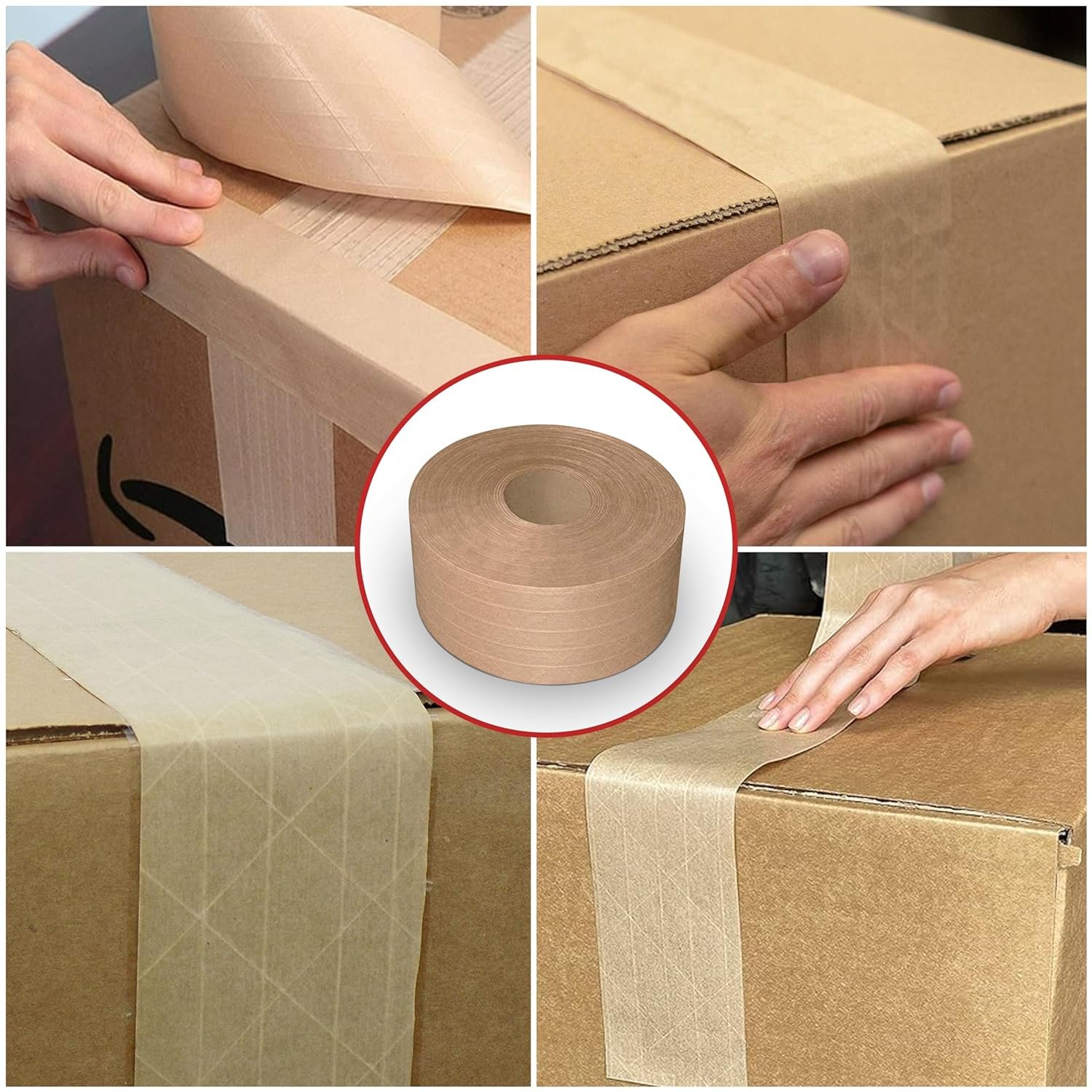 Reinforced Kraft Paper Tape,Self Adhesive Paper Gummed Packing Tape for Heavy Duty Packing,Shipping,Moving and Storage Tape