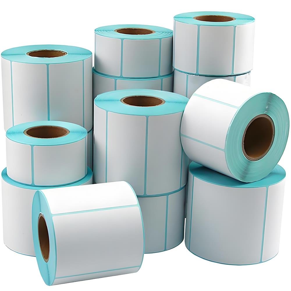 Factory direct adhesive thermal paper custom shipping labels barcode paper papier thermique thermal roll for warning stick paper