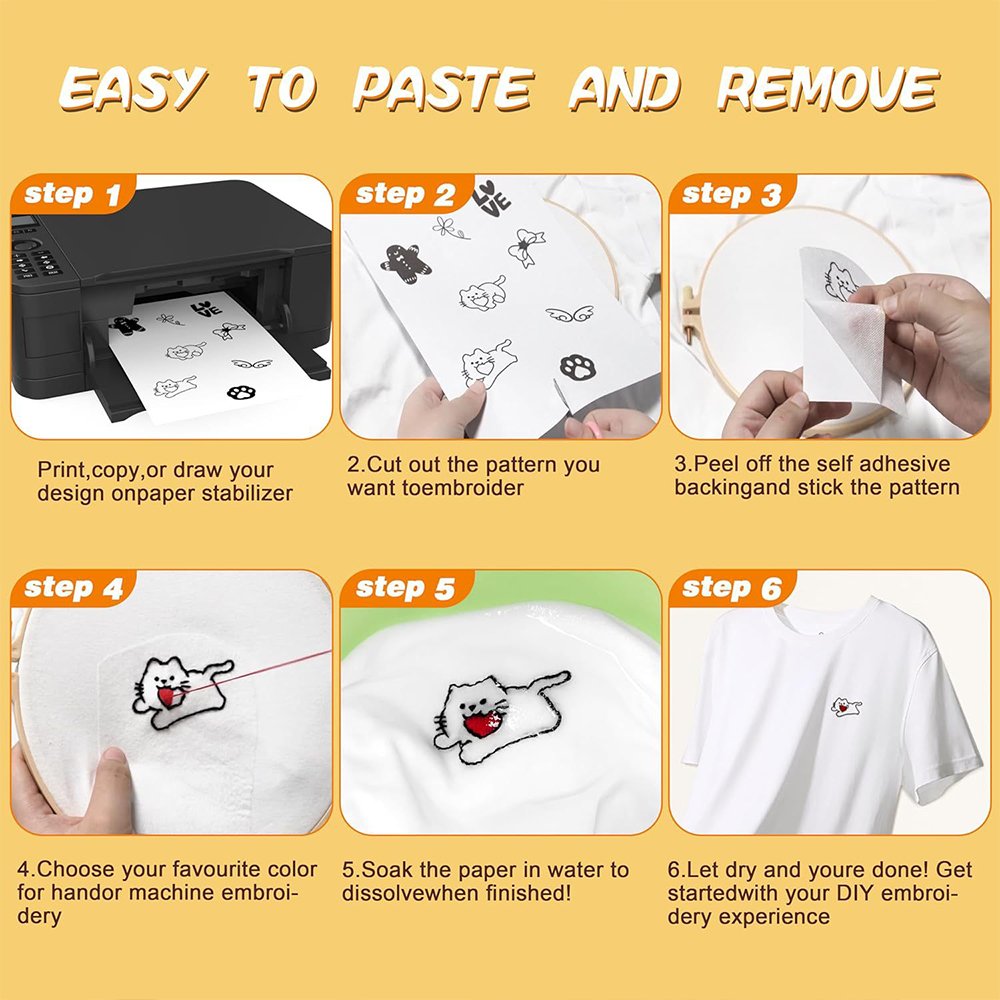 Water-Soluble Stabilizer and Adhesive Embroidery Paper Water Soluble Stabilizer for Embroidery
