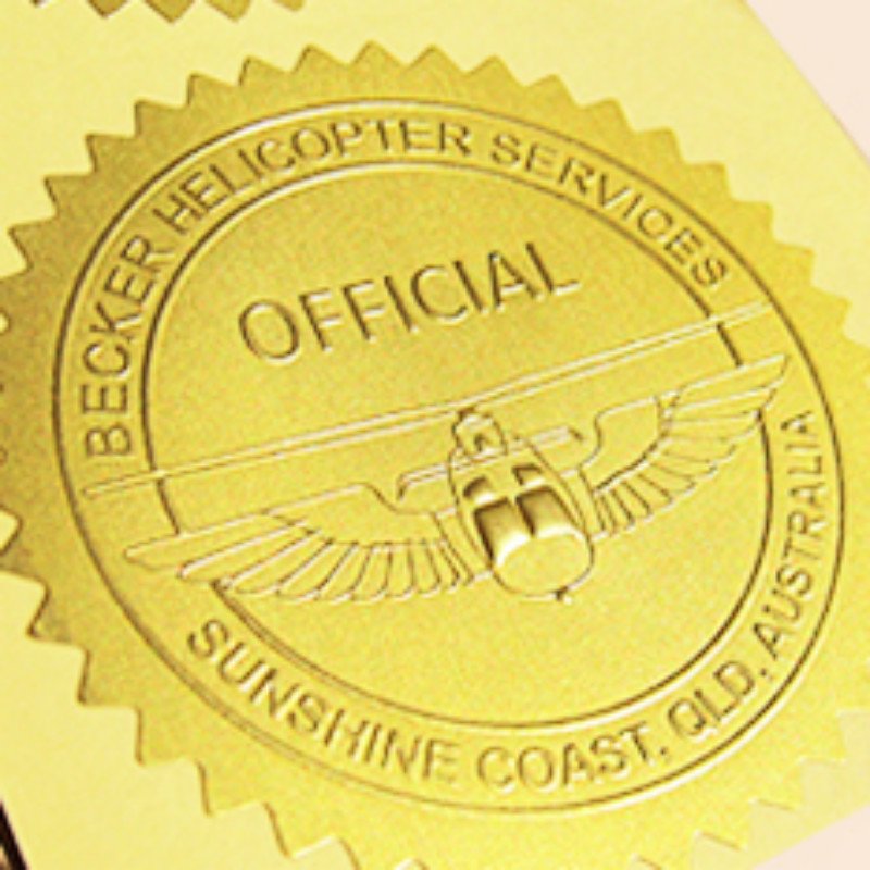 Self adhesive golde foil label embossed foil seals gold foil sticker