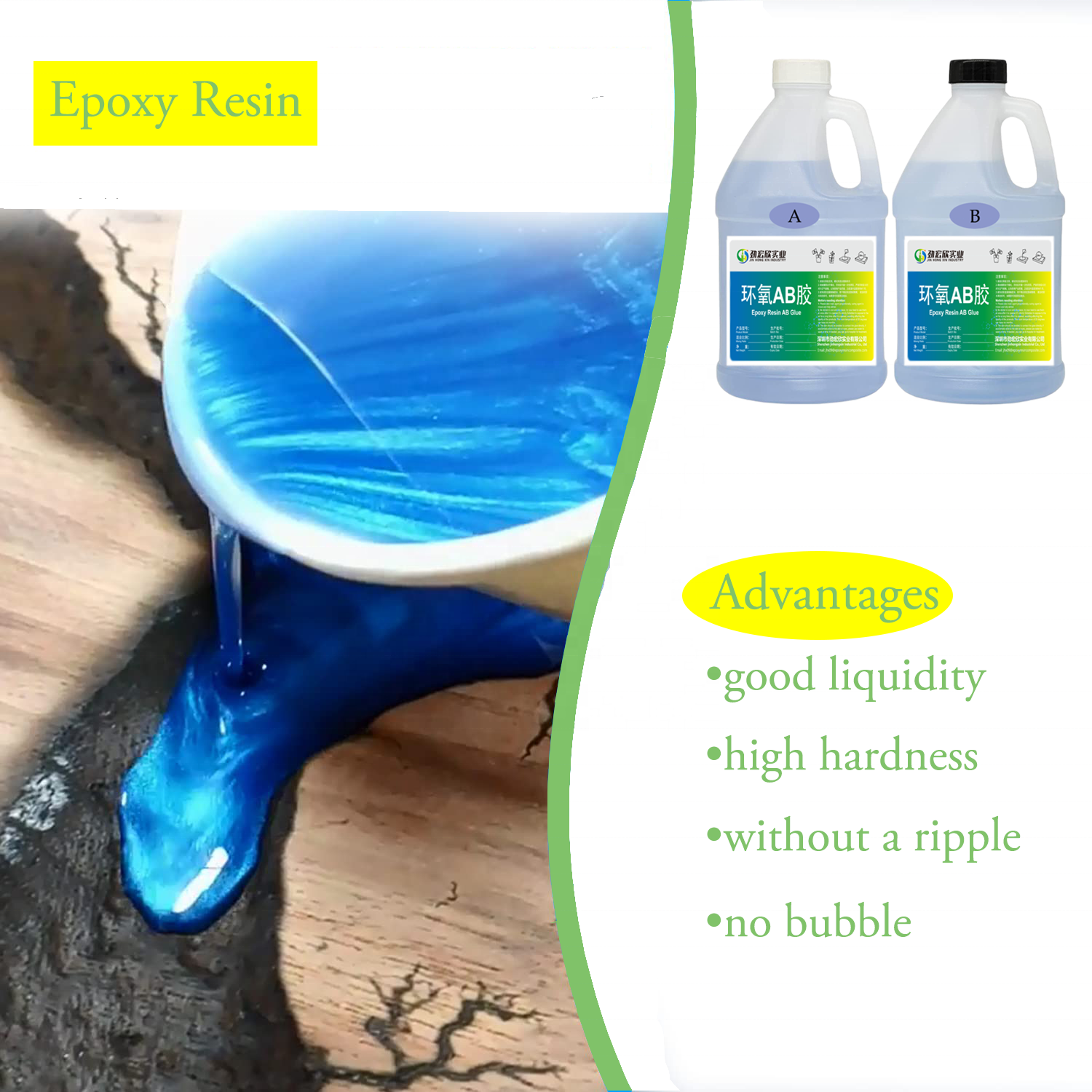 Epoxy Resin Deep pour for river table High Hardness table AB glue anti-yellow selflevel