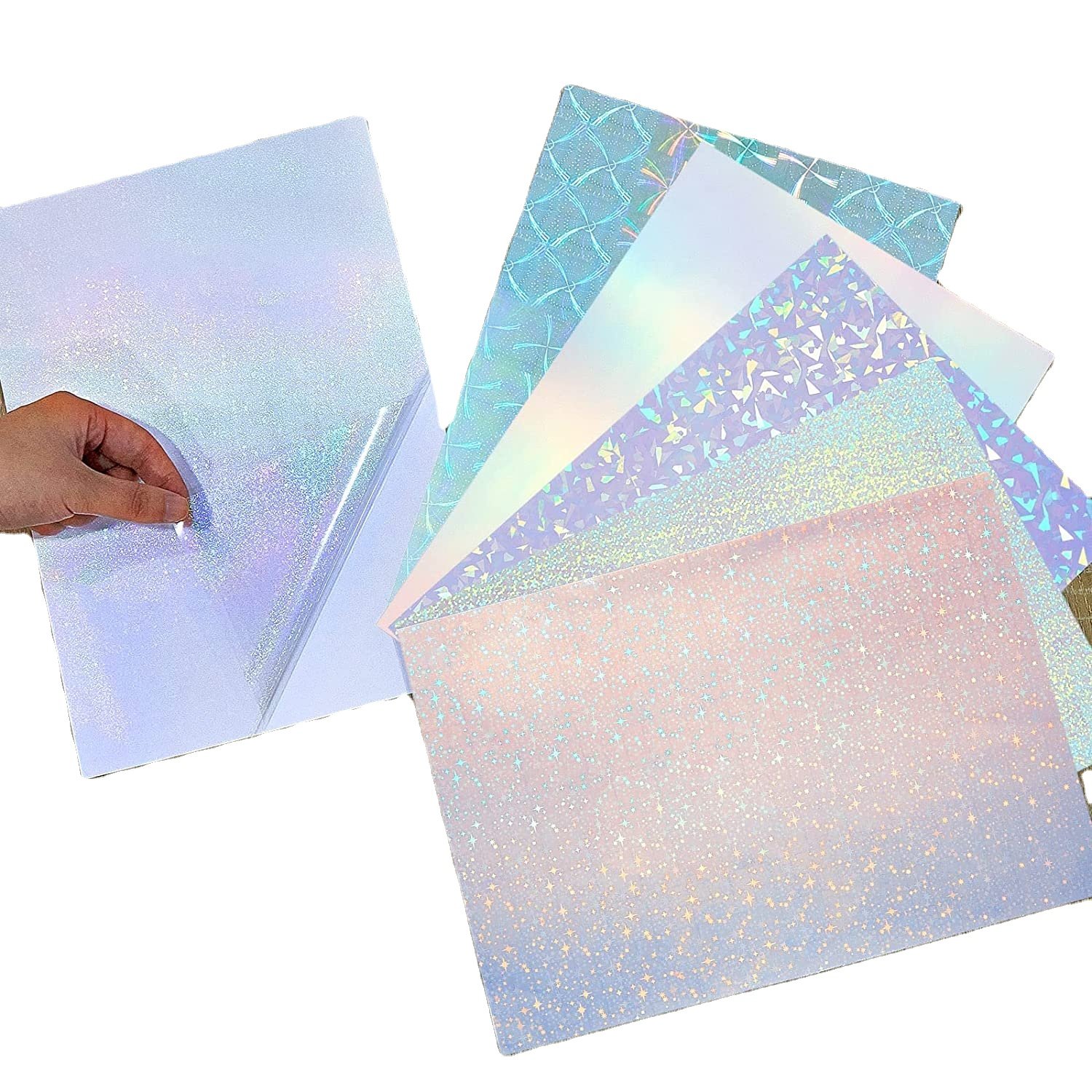 A4 A3 Size Cold Laminating Film Clear Vinyl Self Adhesive Waterproof Rainbow Transparent Overlay Film Holographic Sticker