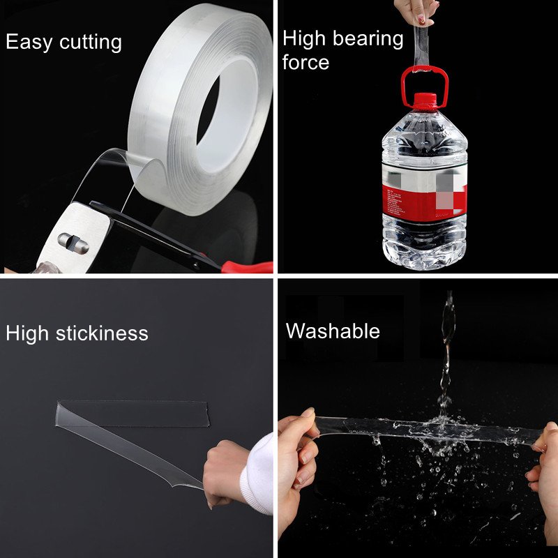 Clear Multipurpose Reusable Mounting 9.85ft Ivy Grip 5M Double-sided Adhesive Nano Double Sided Tape Heavy Duty