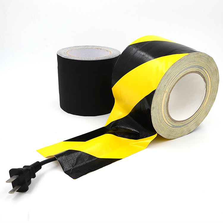 Quick adhesion easily hand-tear single side black and yellow strips tunnel cables secure cable protection tape