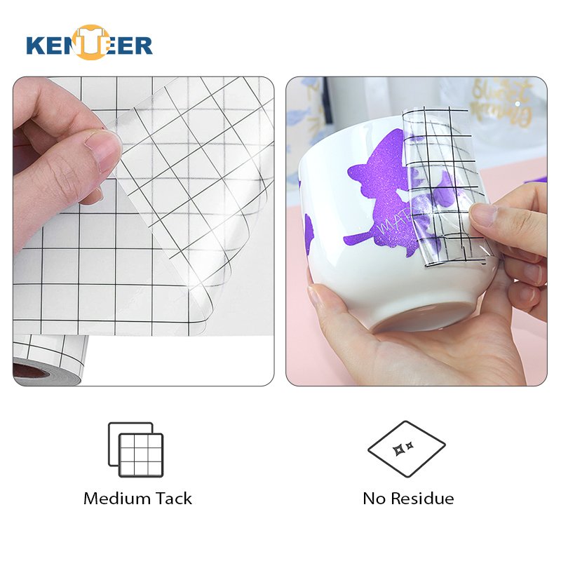 Clear Vinyl Transfer Paper Tape Roll-Alignment Grid Application Tape for Self Adhesive Vinyl Tape for Signs Windows Stickers