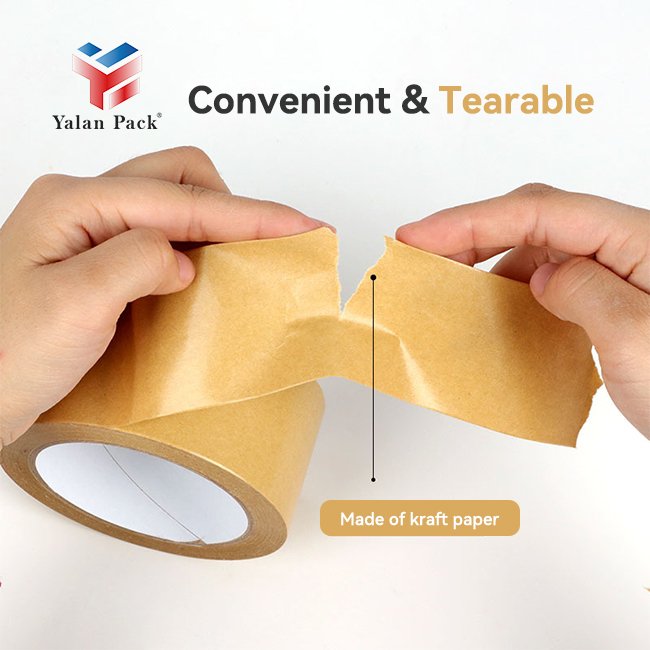 Custom Logo Eco-Friendly Biodegradable Kraft Paper Packaging Tape Recyclable Writable Packing Adhesive Sealing Tape