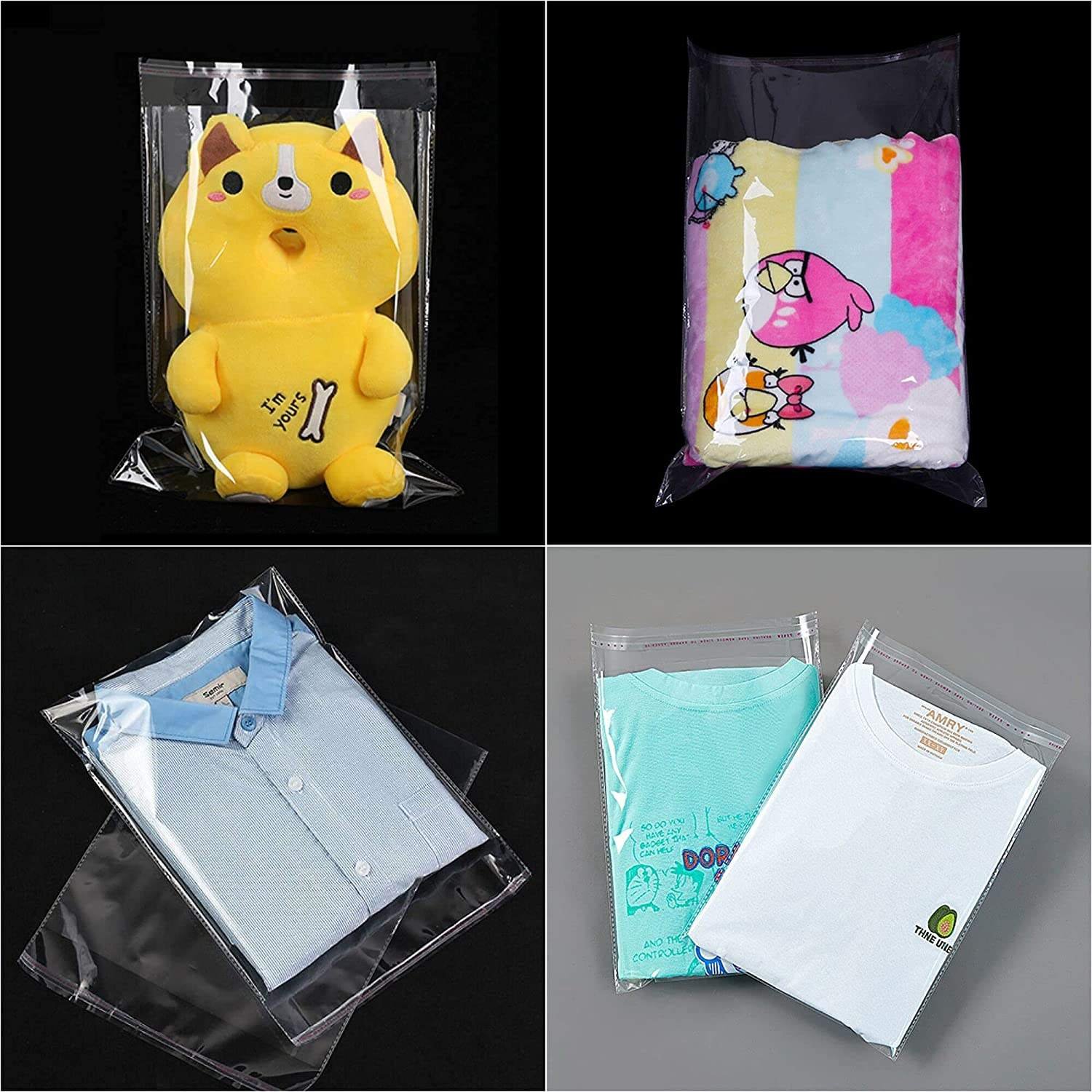 Customized Wholesale Transparent Cellophane Clear Poly Plastic Bag Self Adhesive Bopp Opp Bag For Books Jewelry Clothing