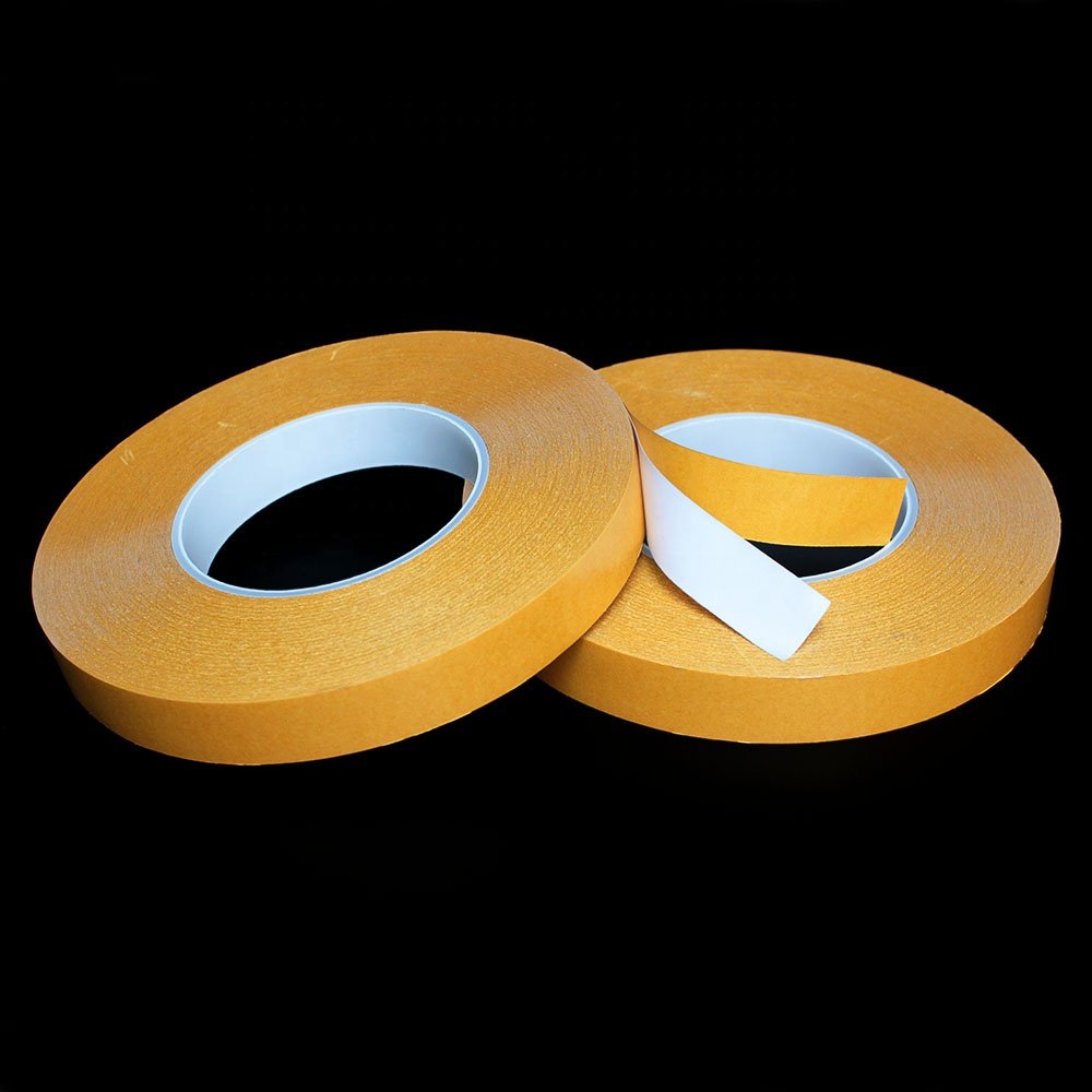 1- Recyclable High Viscosity Heavy Duty Mounting Yellow Liner White Color PVC Base Double Sided PVC Self Adhesive Tape