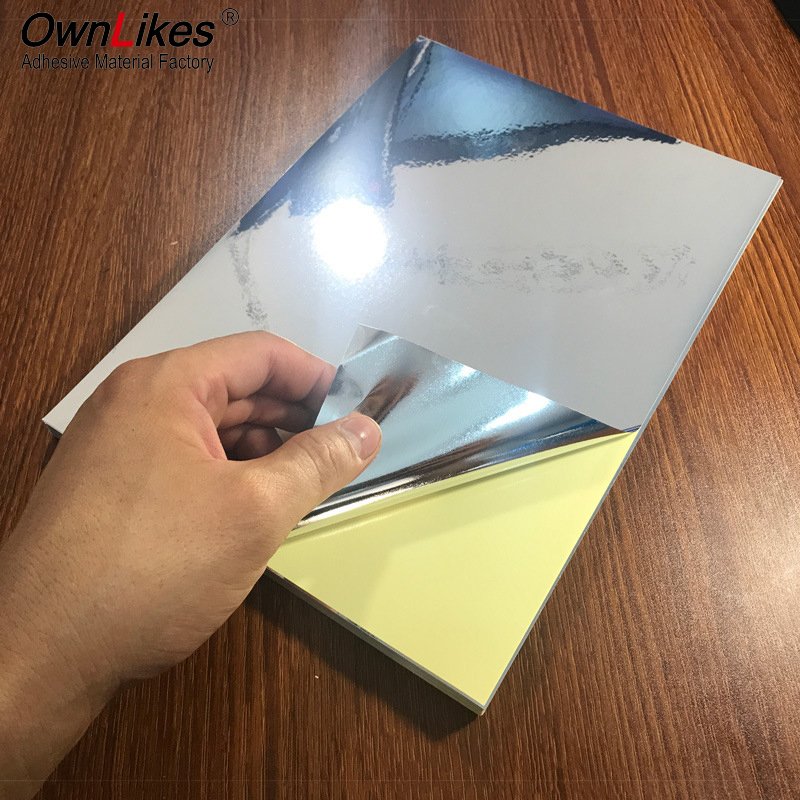 Ownlikes 2023 inkjet sticker paper roll High Quality Self Adhesive 25 Mic Glossy Silver Pet For Sticker Film Label