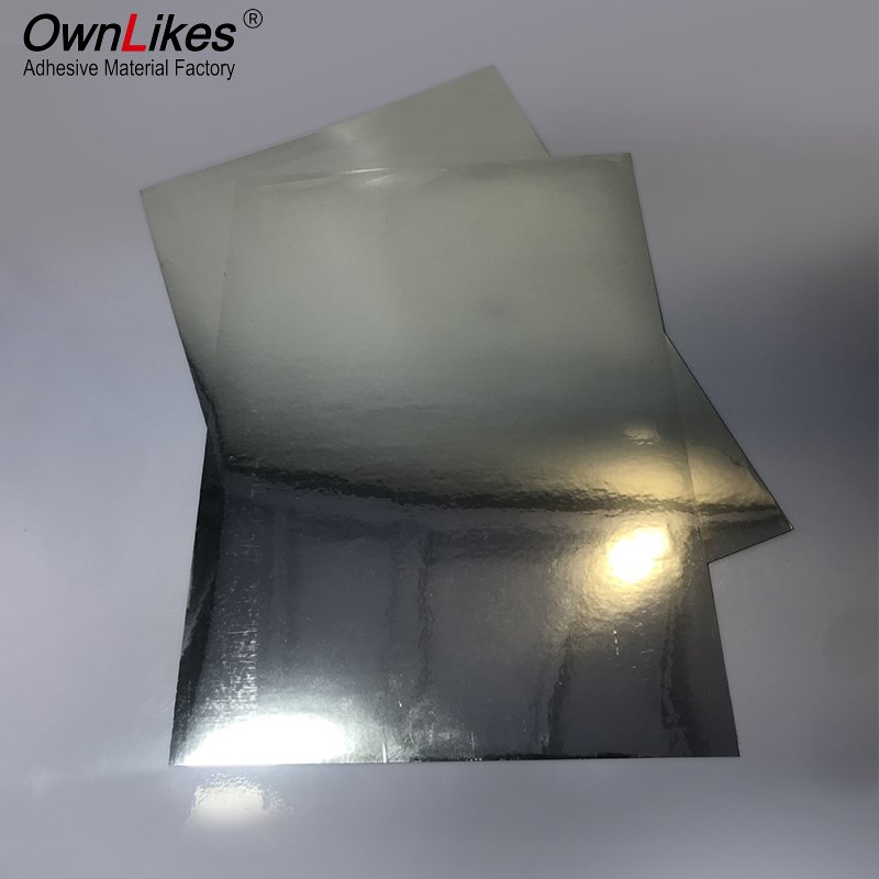 Ownlikes 2023 inkjet sticker paper roll High Quality Self Adhesive 25 Mic Glossy Silver Pet For Sticker Film Label