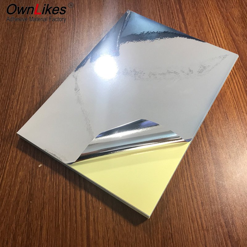 Ownlikes 2023 inkjet sticker paper roll High Quality Self Adhesive 25 Mic Glossy Silver Pet For Sticker Film Label