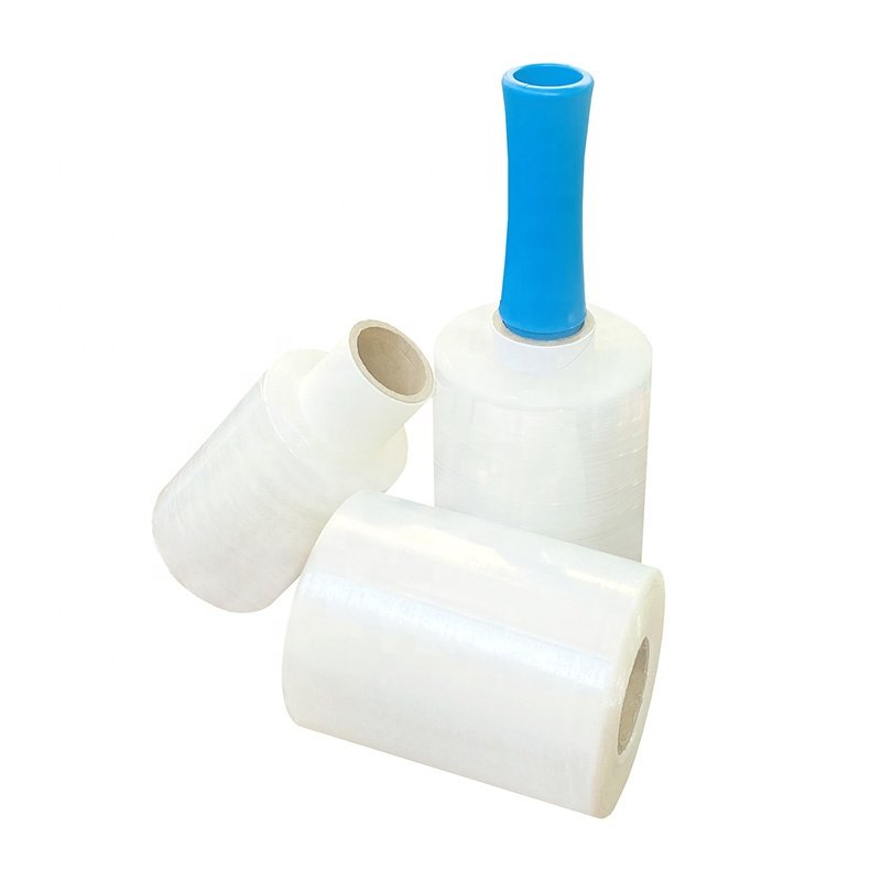Mini Stretch Film with Handle Transparent Plastic PE Wrap Roll Self Adhesive 20 Mic 150 M Household Products Moisture Proof Soft