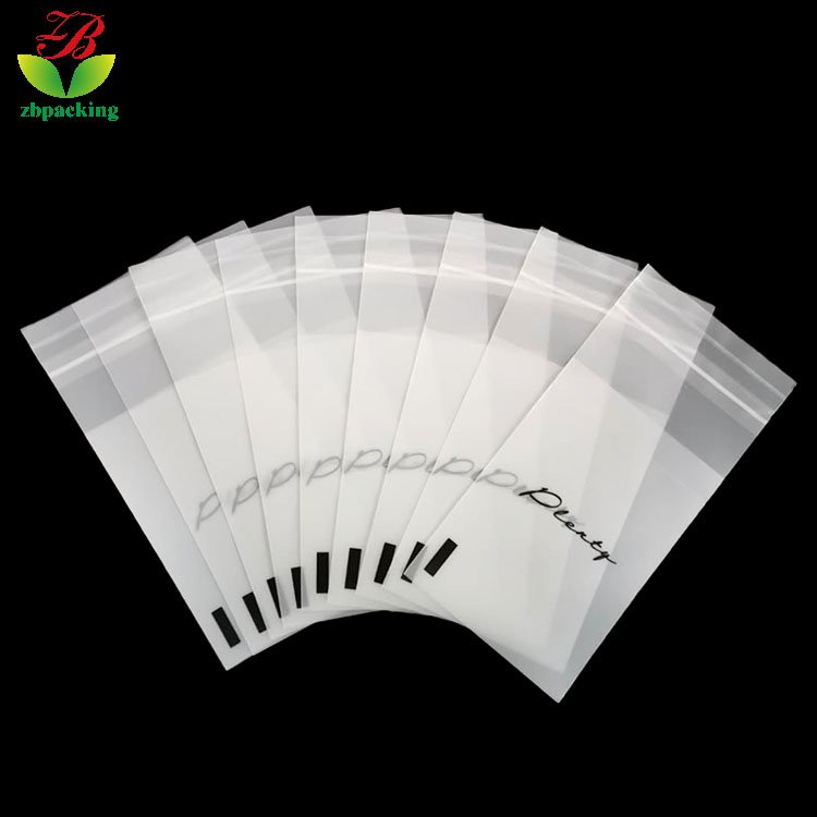 customized LOGO 100% biodegradable clothing bag compostable frosted self adhesive bags