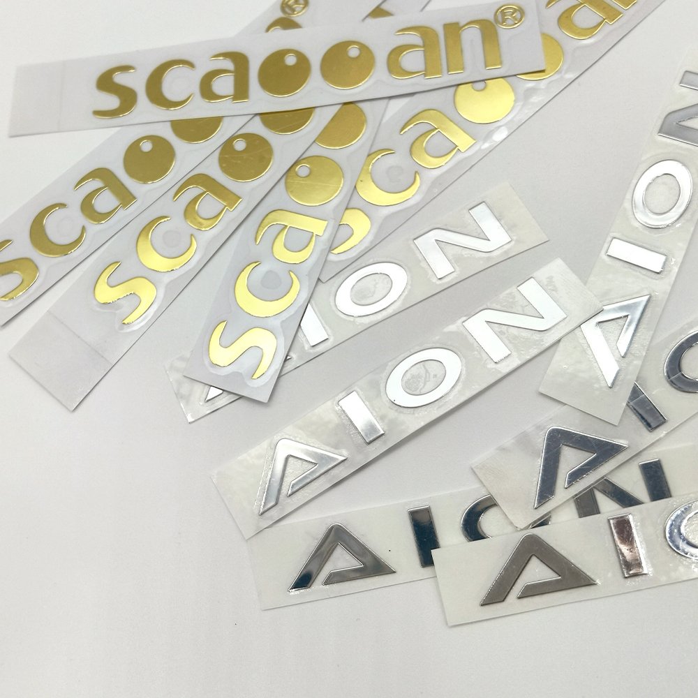 UV Transparent Transfer Electroforming Metal Nickel 3D Sticker With High Quality Plating Metallic Transfer Nickel Label