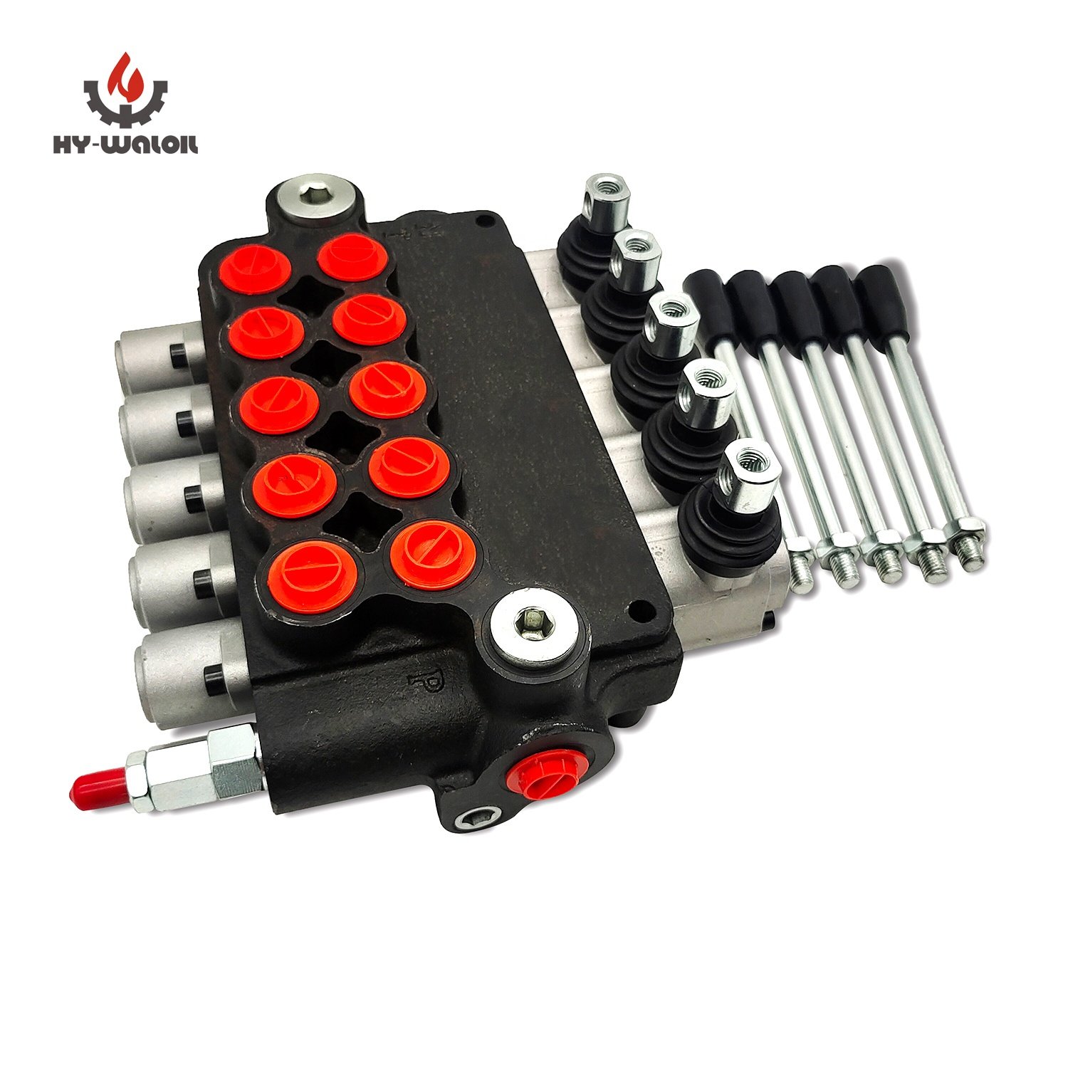Hy-Waloil 45LPM 3/8 BSP 4 Bank High Flow Control Hydraulic Monoblock Lever Spool Valve