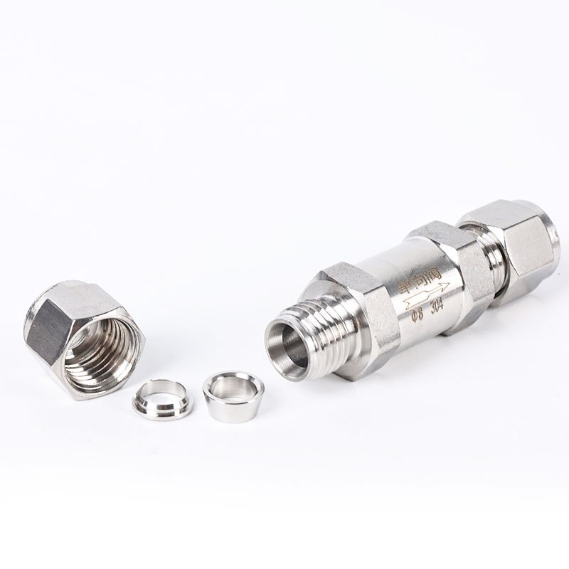 Stainless Steel Card Sleeve One-Way Reverse Valve Laboratory Single Check Valve in Sizes 6 8 10 1/4 3/8 1/2 for Hydraulic Parts