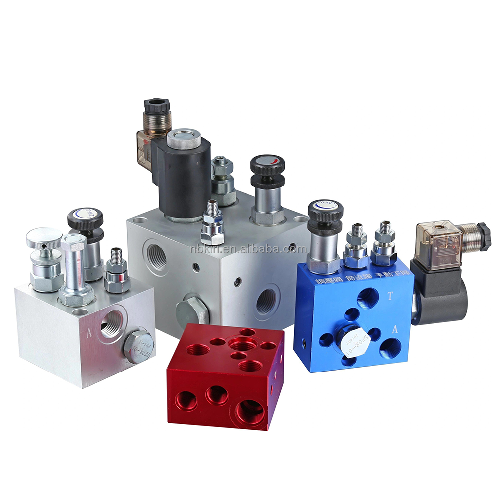 Hydraulic Aluminum Lifting Block with Solenoid Valve for hydraulic power unit pack snow plow tyre changer forklift