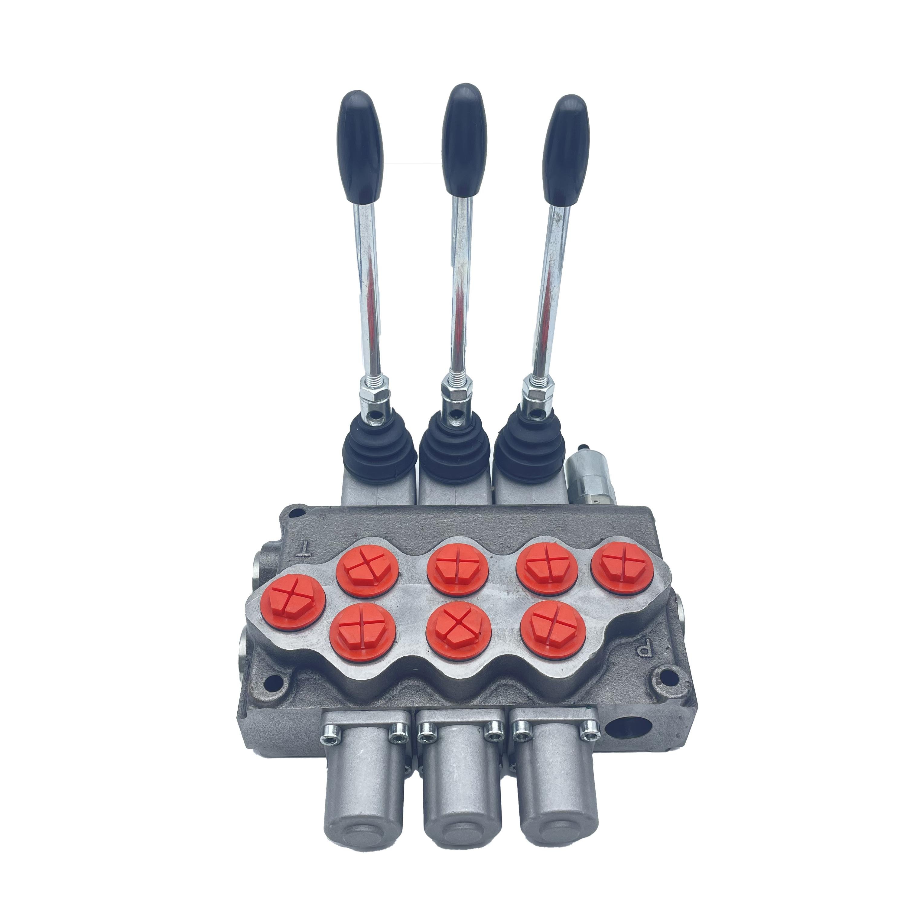 Lixin Hydraulic Manual Distributor with 3 Spools 70L/M Flow Rate SD11 Lever Monoblock Directional Control Valve
