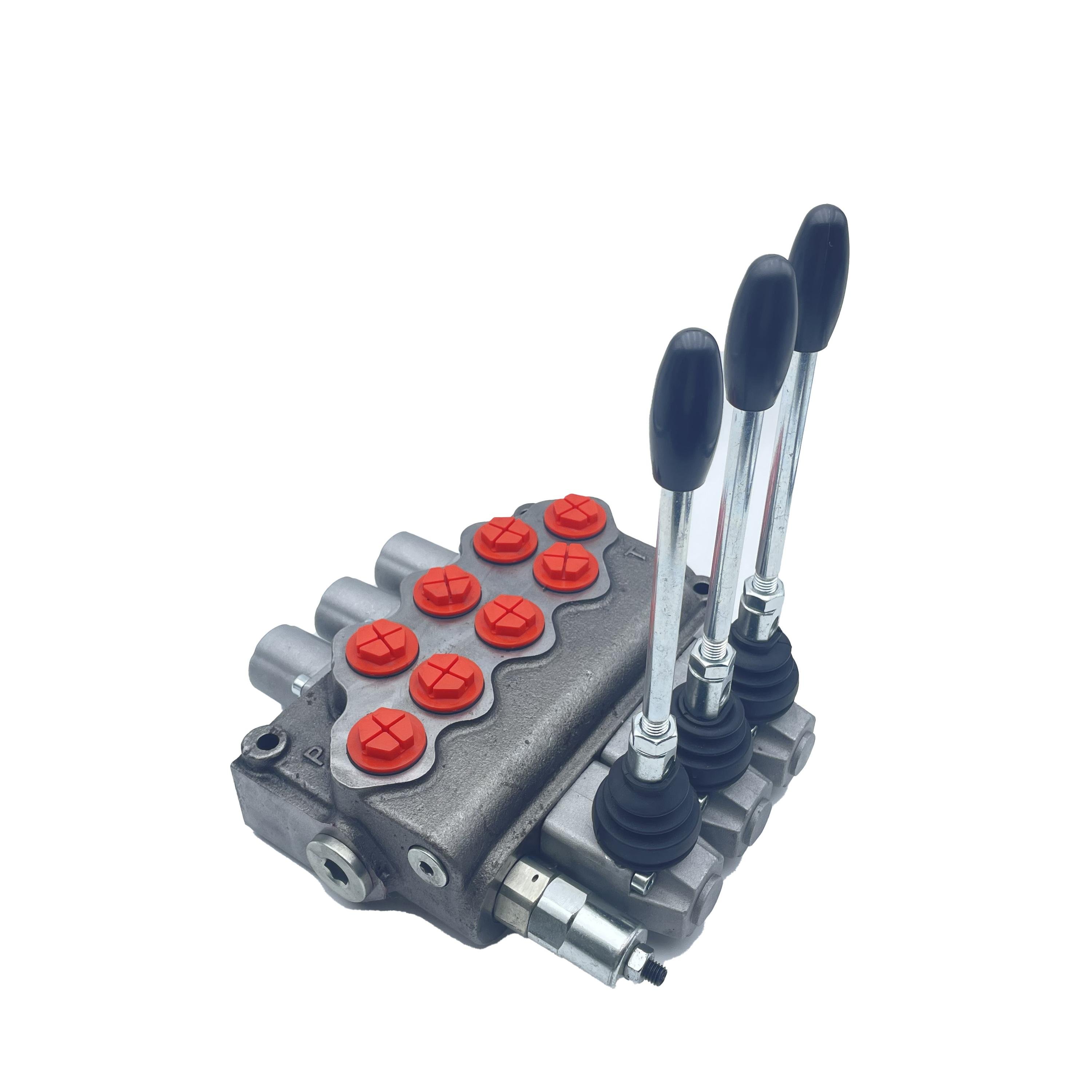 Lixin Hydraulic Manual Distributor with 3 Spools 70L/M Flow Rate SD11 Lever Monoblock Directional Control Valve