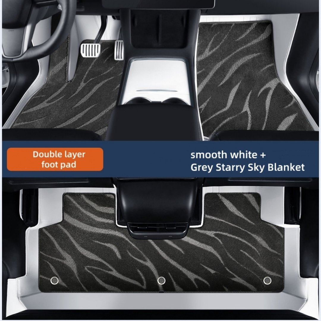 Gray Starry Sky Blanket car cushion car cushion decor MODEL Y3- Double Layer-White and Gray