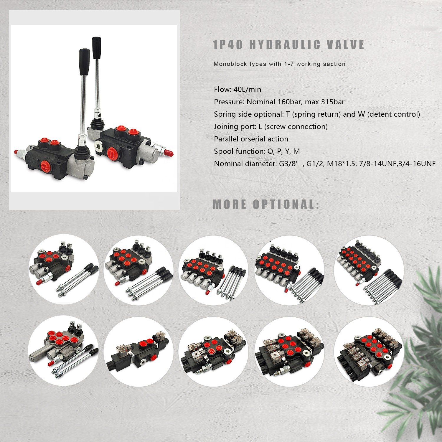 Hy-waloil Double Acting 1 Spool 11 GPM SAE Ports Adjustable Relief Lever Handle Hydraulic Flow Control Valve for Small Tractors