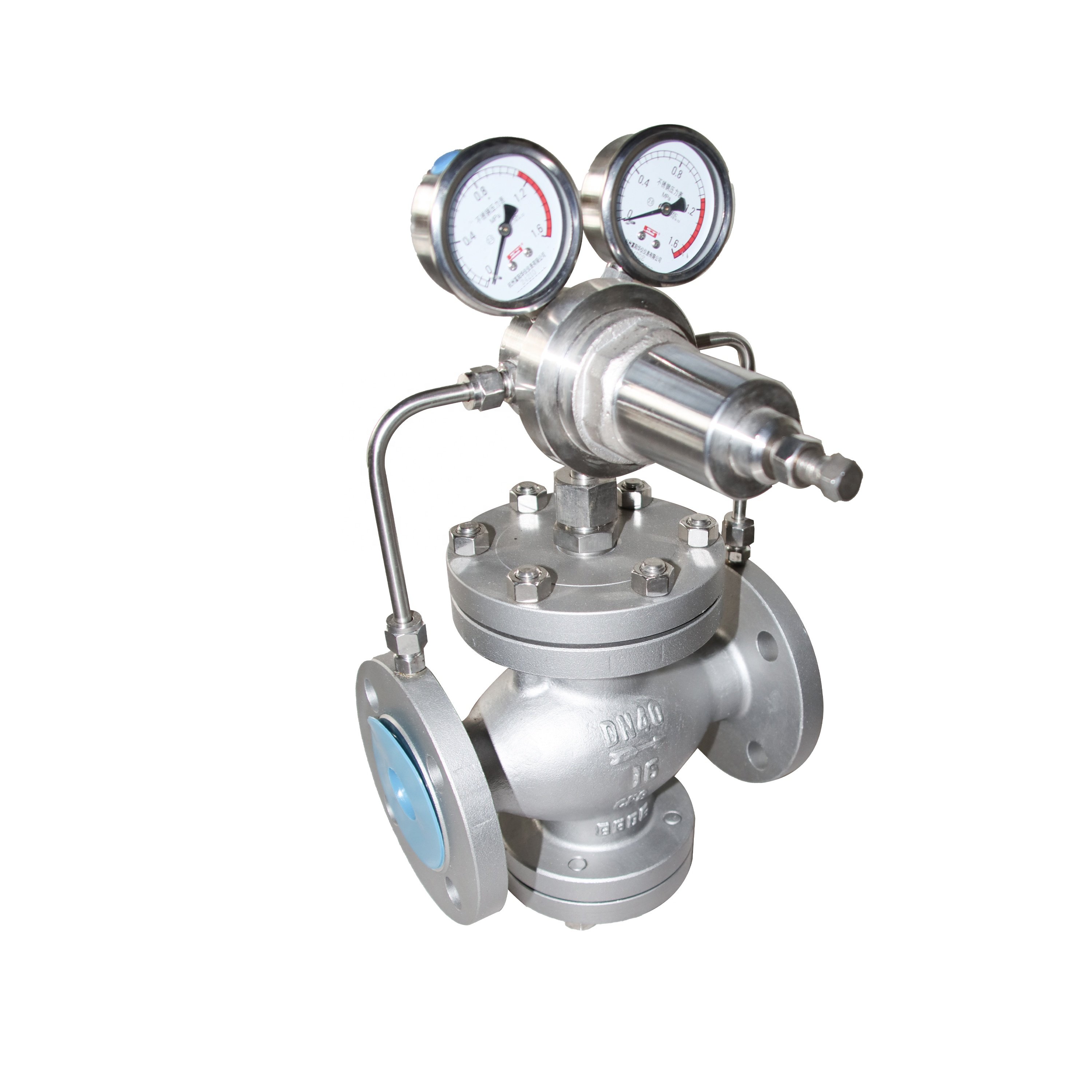 DKV YK43 Flange Steam Water Pressure Regulator Valve Stainless Steel 304 Gas Pilot Piston Type Hydraulic Pressure Reducing Valve