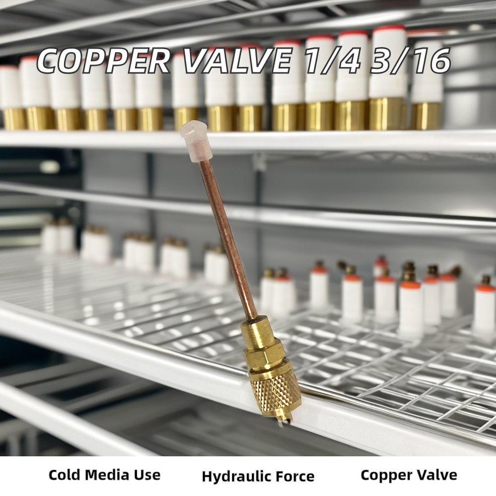 1/4 3/16 Copper Access Valve for Refrigeration Parts Hydraulic Control Structure Pneumatic Power for Gas and Water Media