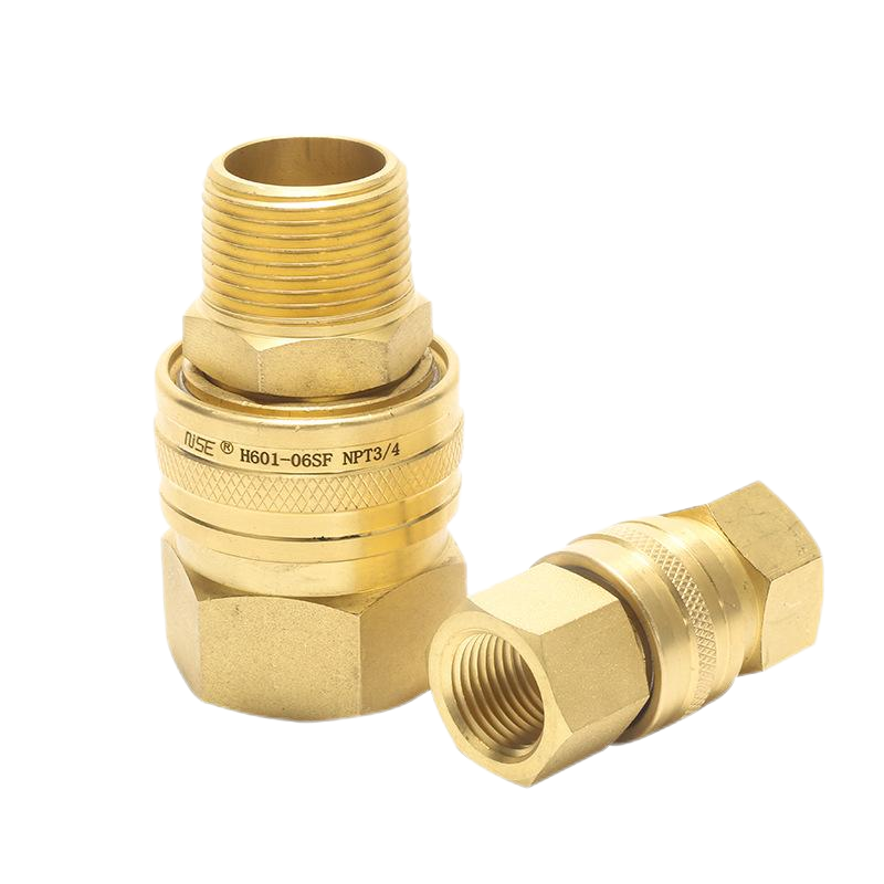 No valve Quick Release Connector brass hydraulic straight through quick couplings Valveless Quick Coupler Straight-Thru