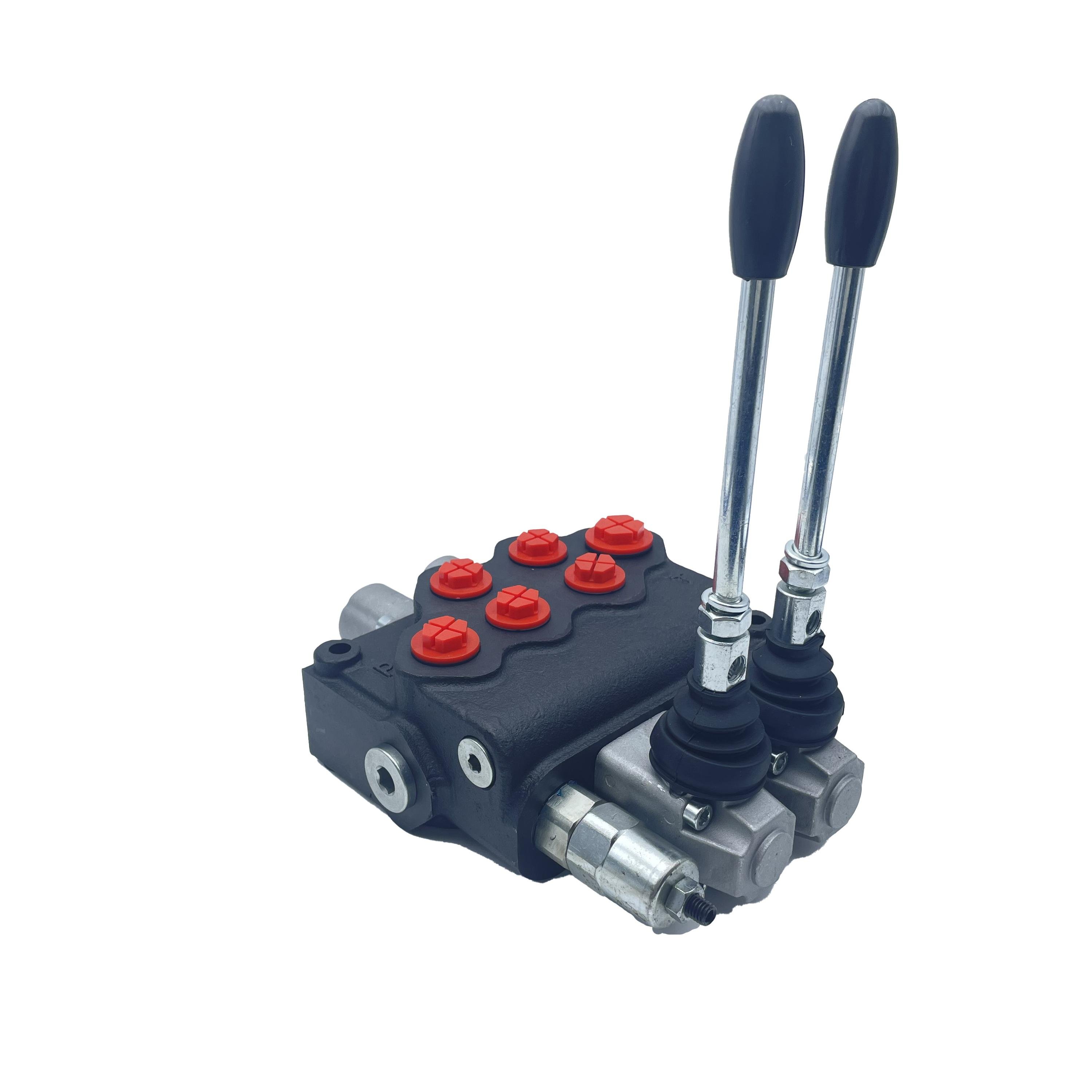 Lixin Hydraulic Manual Distributor with 2 Spools 70L/M Flow Rate SD11 Lever Monoblock Directional Control Valve