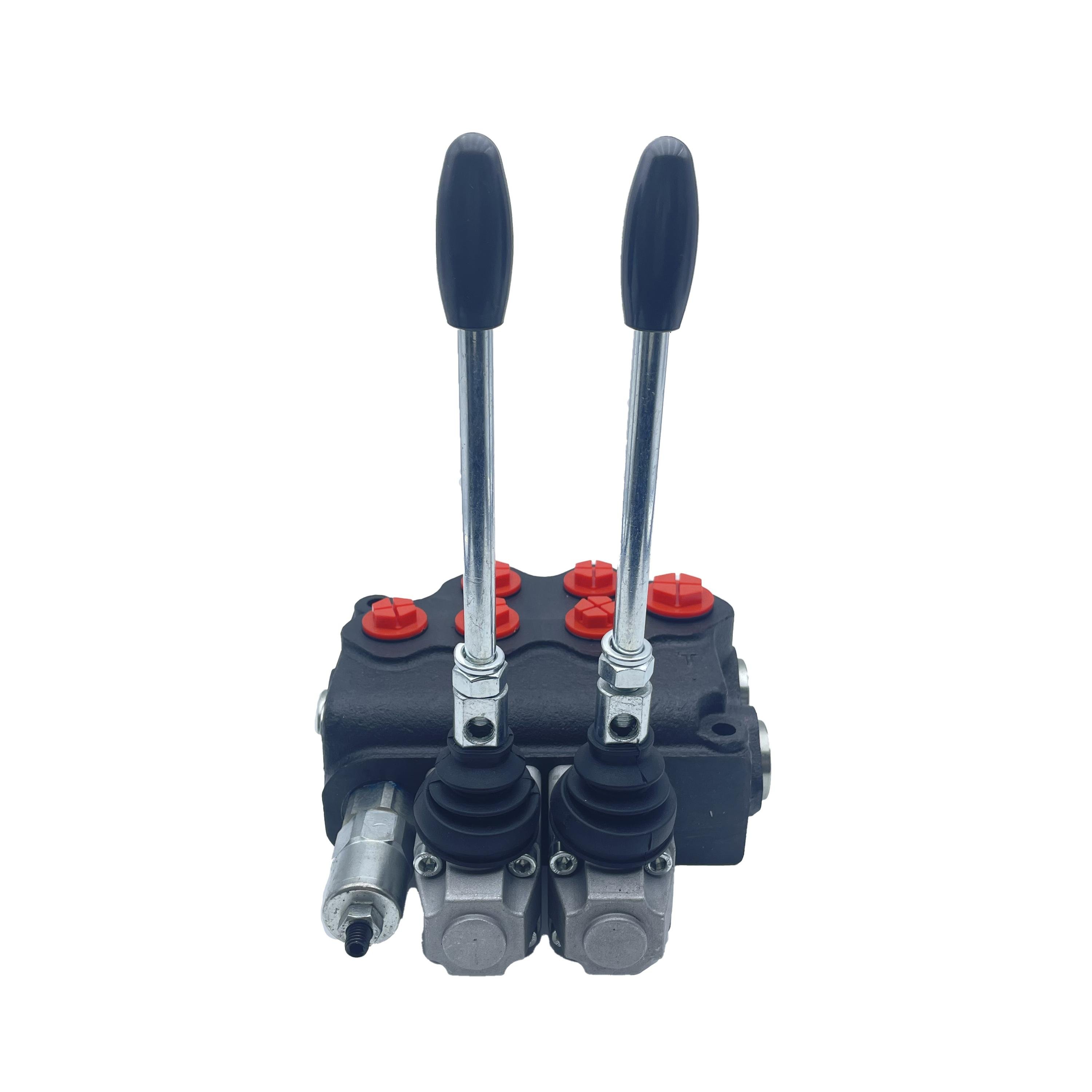 Lixin Hydraulic Manual Distributor with 2 Spools 70L/M Flow Rate SD11 Lever Monoblock Directional Control Valve