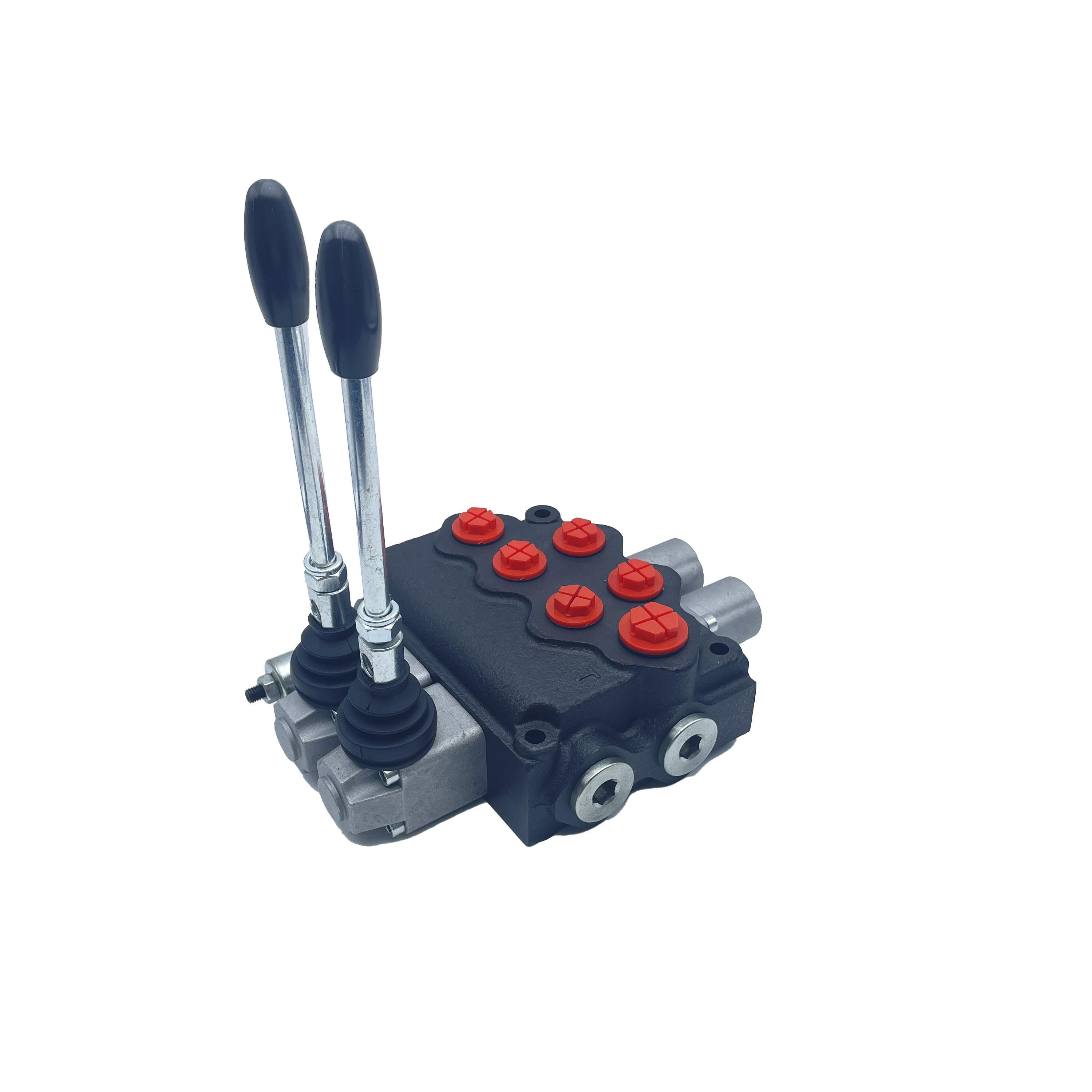 Lixin Hydraulic Manual Distributor with 2 Spools 70L/M Flow Rate SD11 Lever Monoblock Directional Control Valve