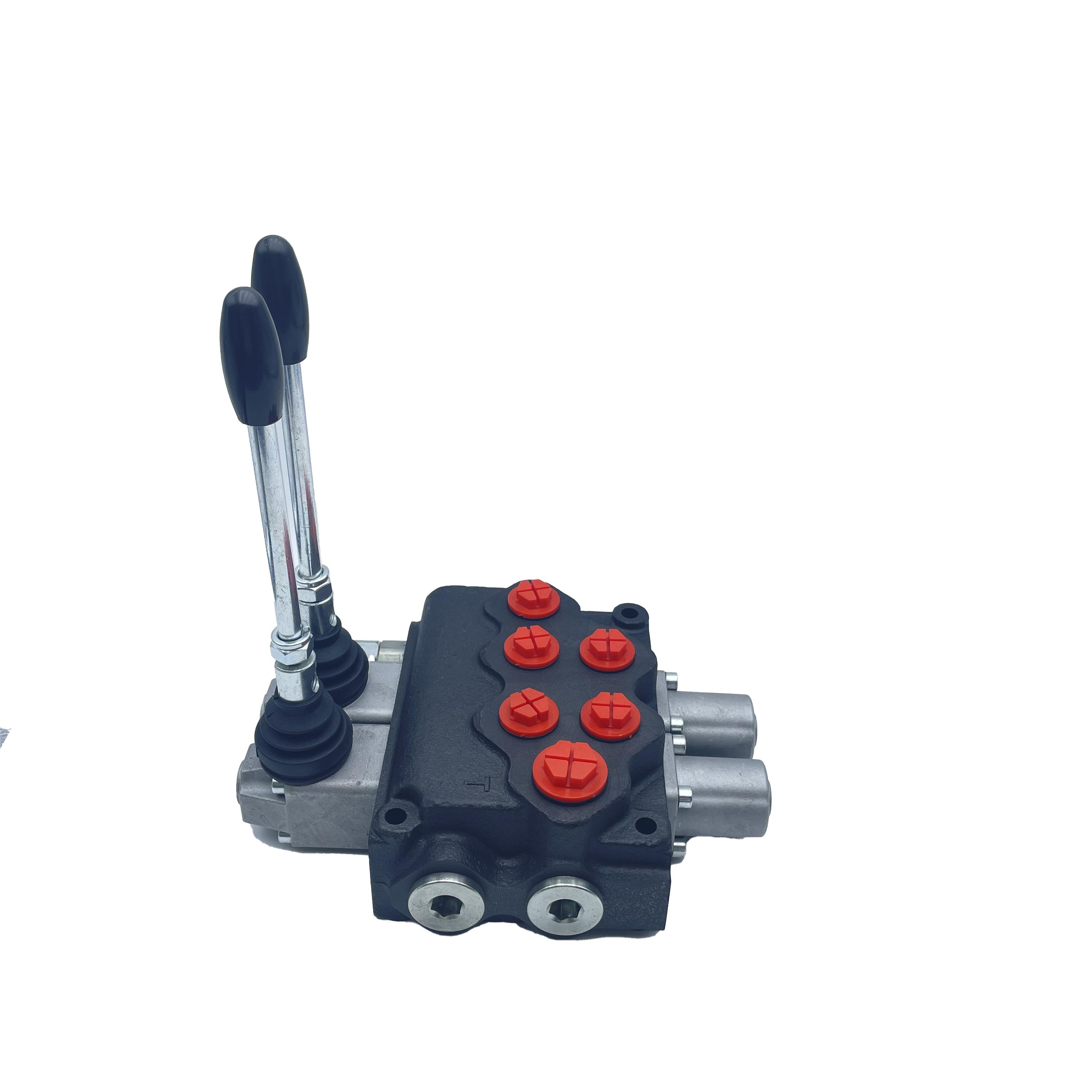 Lixin Hydraulic Manual Distributor with 2 Spools 70L/M Flow Rate SD11 Lever Monoblock Directional Control Valve